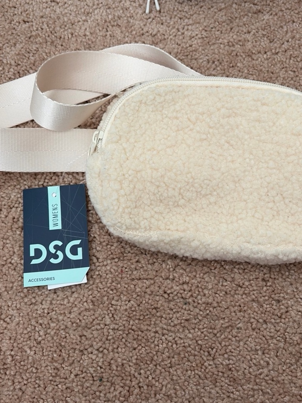 DSG Women's Cream Sherpa Crossbody Card Holder Bag